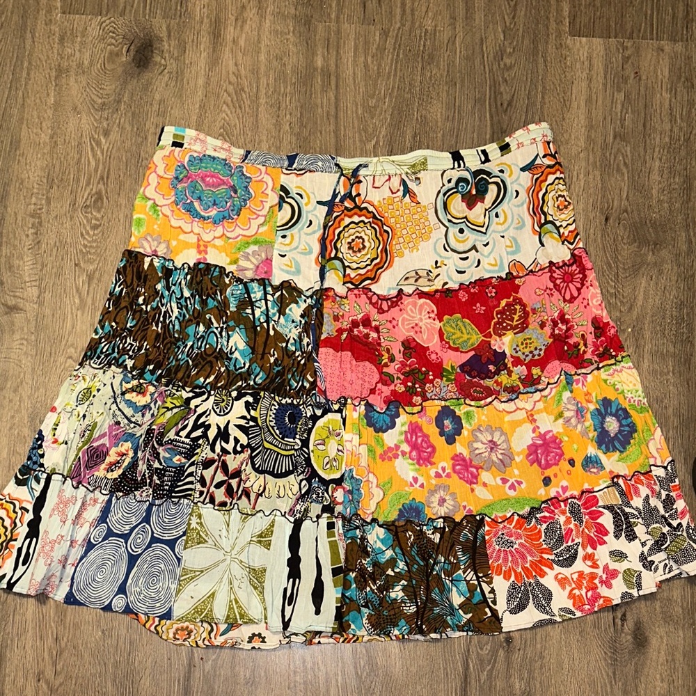 Bay Studio Multicolor Patchwork A-Line Skirt - image 2